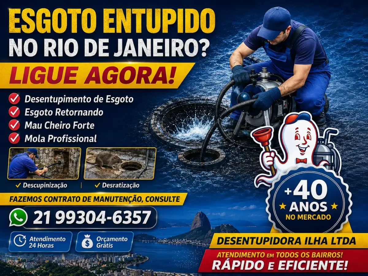 Esgoto Entupido - Desentupidora Ilha do Governador - RJ // Desentupidora e Dedetizadora